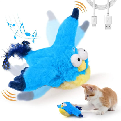 "Flapping Bird Cat Toy with Catnip – Rechargeable, Touch-Activated Plush Fun for Indoor Cats"