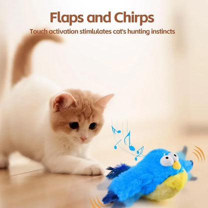 "Flapping Bird Cat Toy with Catnip – Rechargeable, Touch-Activated Plush Fun for Indoor Cats"