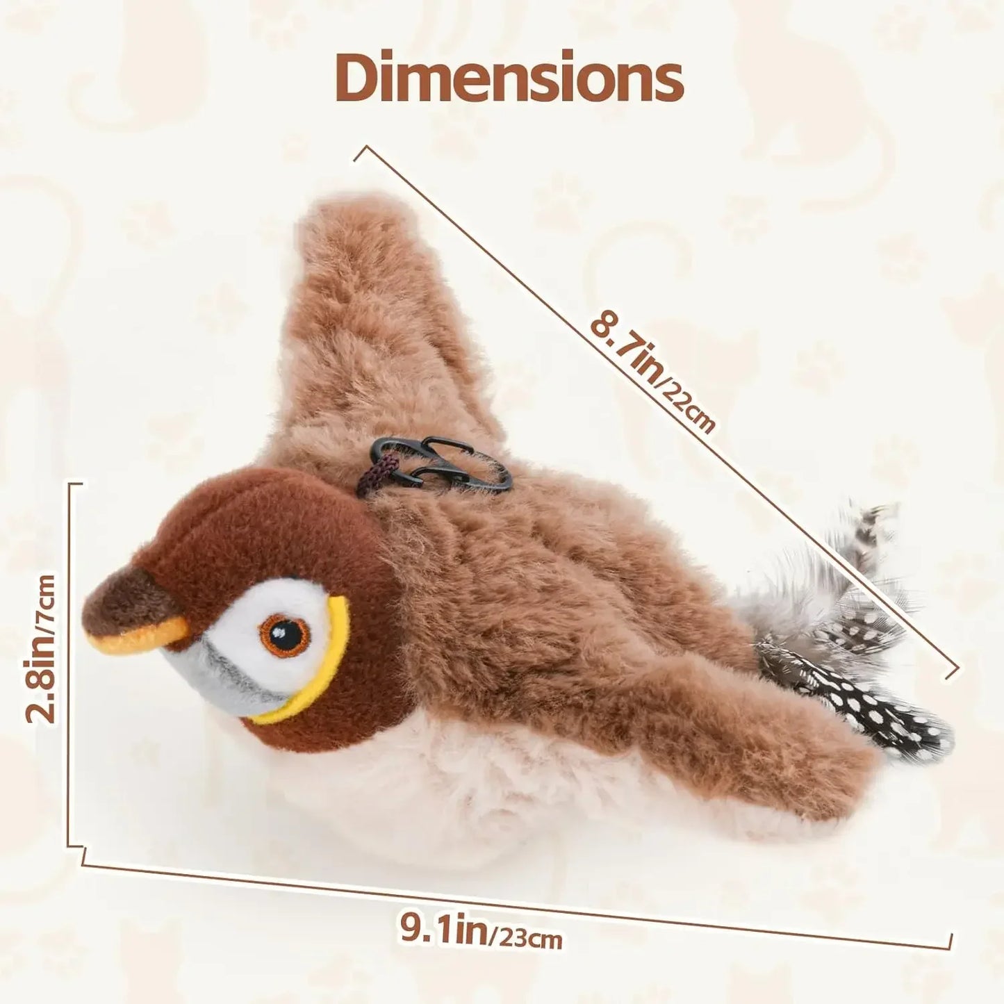 "Flapping Bird Cat Toy with Catnip – Rechargeable, Touch-Activated Plush Fun for Indoor Cats"